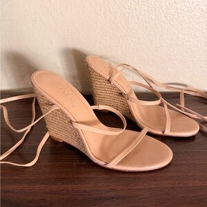 RAYE Blush Pink Strappy Espadrille Wedge Sandals